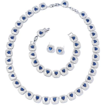 Europese en Amerikaanse Nieuwe Ketting Temperament Smaragd Ketting Oorbellen Armband Set Jurk Zirkoon Accessoires Necklace
