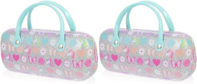 Draagbare brillenkoker met cartoon kat - 2 stuks PU brillenhouder, etui voor zonnebrillen en opbergtas voor meisjes