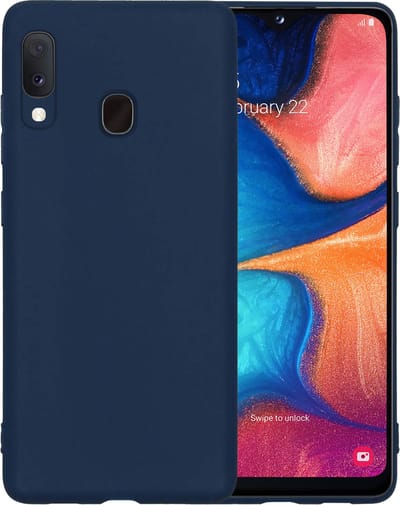 Hoesje - Geschikt voor Samsung Galaxy A20e - Sterk & Shockproof - Siliconen Case - Hoes Cover - Telefoonhoes - Donkerblauw