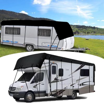 Camper Beschermhoes - Caravan Dakzeil - Voertuig Beschermen - Waterdicht Oxford Materiaal - 7.5 x 3 meter - Zwart