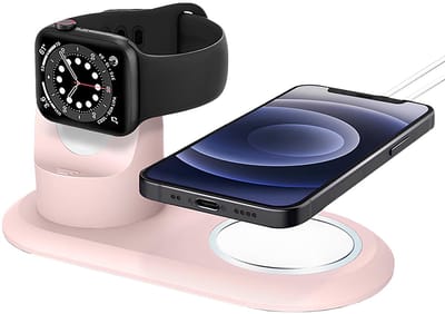 Eko, Oplaadstation voor Apple Watch en Geschikt voor Apple iPhone 2 in 1 MagSafe in TPU, Roze
