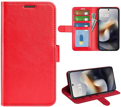 MobyDefend Hoesje - Geschikt voor Motorola Moto G56 - Wallet Book Case (Sluiting Achterkant) - Rood