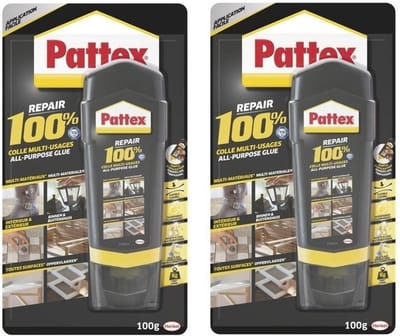 2x pattex alles-in-een 100 procent repair lijm - 100 gram - contactlijm / reparatielijm