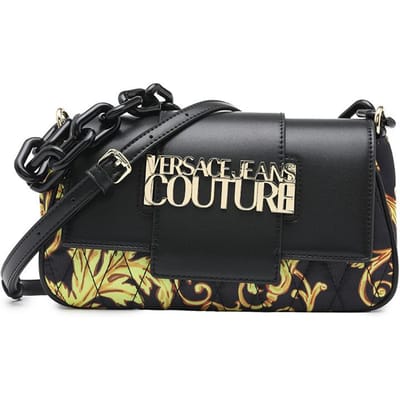 Versace Jeans Couture SS23 Barok Print Schouderriem Crossbody Tas Ketting Onderarm Tas Dames tassen Zwart 74VA4BB1ZS587G89 Black,Basic Set (Bag+Dust Bag) black
