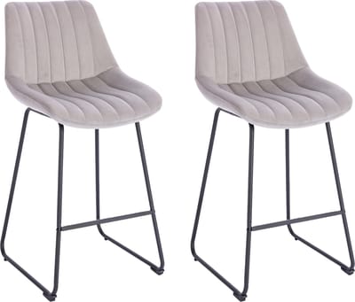 Lina® Vegas Barstoel Licht Grijs - Set van 2 - Velvet - Barkrukken