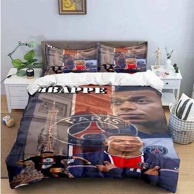 Mode Voetbal M-Mbappe Digitale Print Beddengoed Set Dekbedovertrek Dekbed Bed Jeugd Kinderen Meisjes Jongens Verjaardagscadeau AU King(245*210cm)3pcs