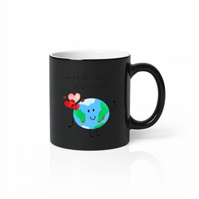 Magische Kleurveranderende World's Best Mumma Mok - Warmtegevoelige Zwarte Mok - Wereldbol Design