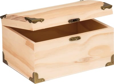 Glorex hobby houten schatkistje met sluiting en deksel - 18 x 12 x 10 cm - Sieraden/spulletjes/sleutels - kleine kistjes