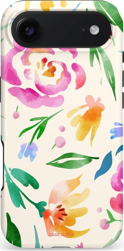 Casetastic hoesje geschikt voor Apple iPhone Air - MagSafe - Dubbellaagse bescherming - Floral Flow - Fashion Case - Wit Mintgroen Crème Lichtroze