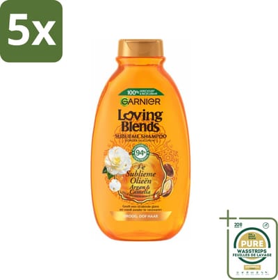 5 x Garnier Loving Blends Argan- en Cameliaolie Shampoo 300 ml - Grootverpakking - Droog Haar - Dof Haar - Haarvoeding - Haarherstel - Arganolie