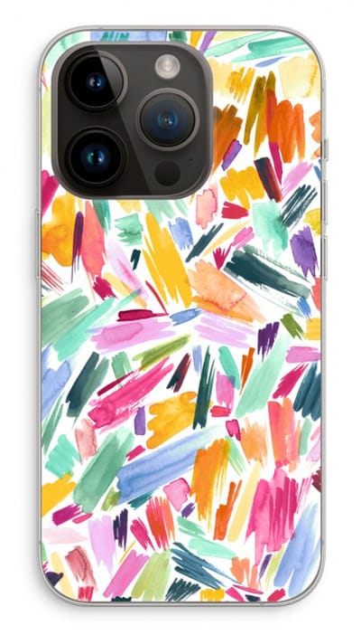 Case Company® - Hoesje geschikt voor iPhone 14 Pro hoesje - Watercolor Brushstrokes - Soft Cover Telefoonhoesje - Bescherming aan alle Kanten en Schermrand