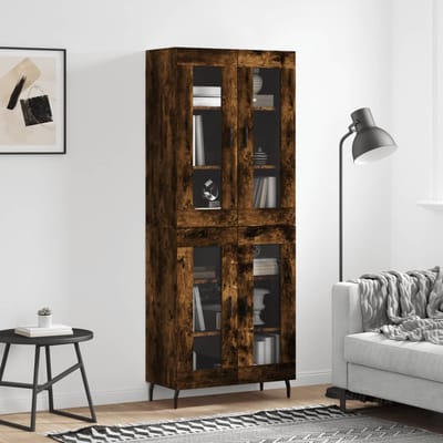 vidaXL - Hoge - kast - 69,5x34x180 - cm - bewerkt - hout - gerookt - eikenkleurig