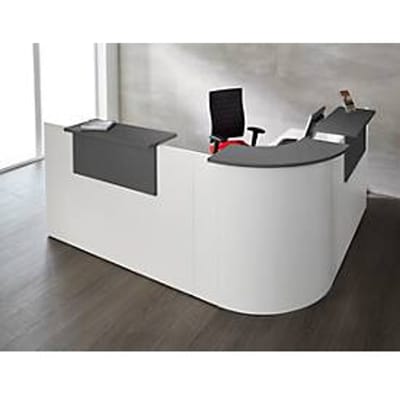 Receptiebalie Come-In - rechtebalie en 90°-hoekelement - met 3 houten bladen - B 1600 mm-  wit, wit en/grafiet