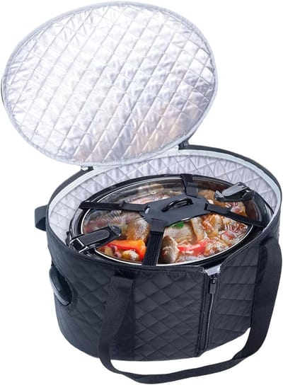 Geïsoleerde draagtas - Kookpottas - Eten vervoeren - Warmte-isolerende voering - 43 x 28 x 6 cm - Meerkleurig