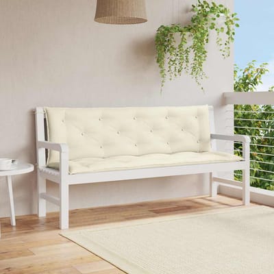 vidaXL - Tuinbankkussen - 150x(50+50)x7 - cm - oxford - stof - crèmewit