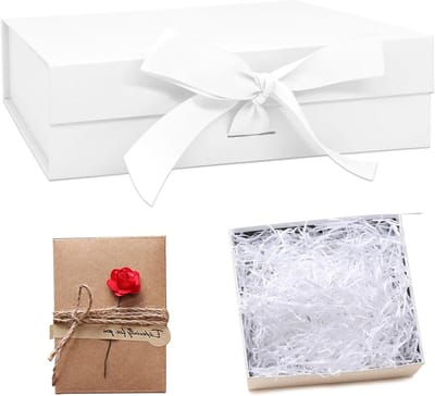 Elegante Witte Cadeaubox met Deksel en Magnetische Sluiting, Perfect voor Verjaardag, Bruiloft en Feestdagen