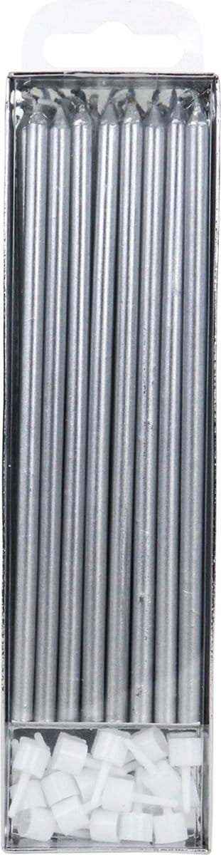 PME Extra Lange Kaarsen Zilver 18cm pk/16
