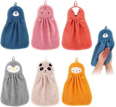 Dailygoods- Dierenhanddoeken 6-delig - Schattige Dierenontwerpen - Machinewasbaar - Herbruikbaar - Huidvriendelijk - Perfect voor Kinderen - Kinderenhanddoeken