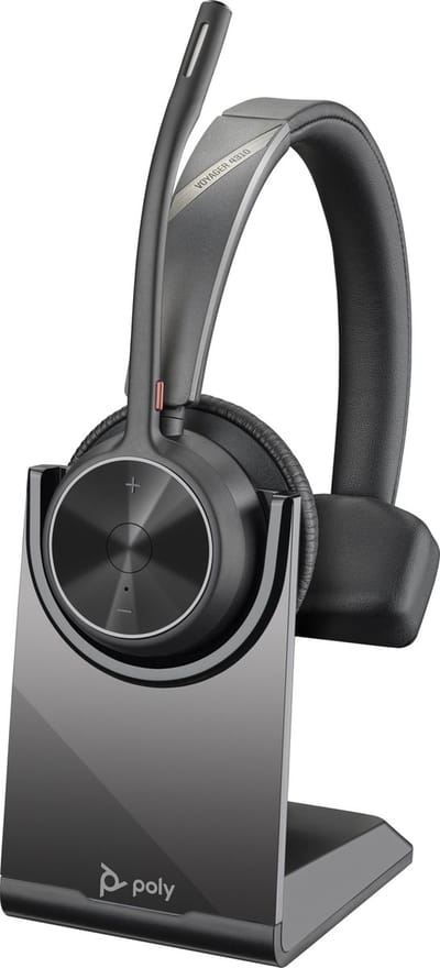 HP Poly Voyager 4310 UC Mono On Ear headset Bluetooth Mono Zwart Noise Cancelling Volumeregeling, Incl. oplaad- en dockingstation Computer