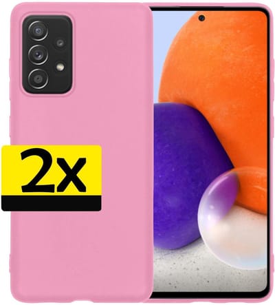 Hoesje - 2 Stuks - Geschikt voor Samsung Galaxy A72 - Sterk & Shockproof - Case Siliconen - Back Cover - Telefoon Hoes - Telefoonhoesjes - Roze