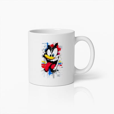 Kleurige Cartoon Gezicht Mok – Leuke en Speelse Koffiebeker met Levendig Expressie Ontwerp