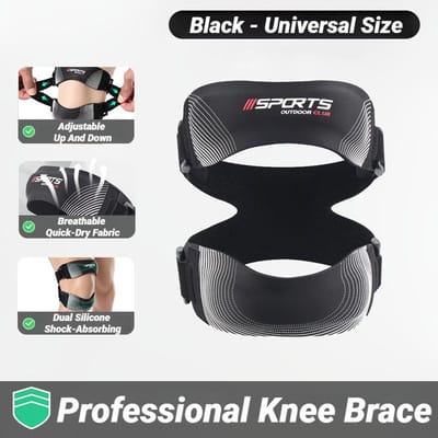 Genouillère Rotulienne Pro Grade Idéale Pour le Ménisque Personnalisable Compression Orthopédique Tendon Rotulien Sangle de Soutien Ergonomique Avec Coussinets Douleur black