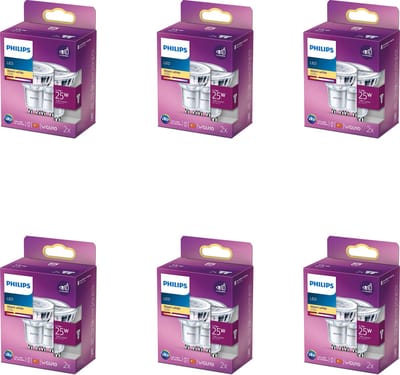 Philips Voordeelverpakking - GU10 - LED Spotlamp - 25W - Niet Dimbaar - Warmwit Licht - Set van 12 Stuks