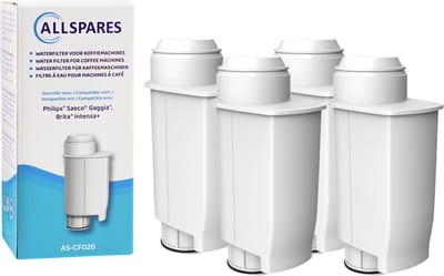 AllSpares Waterfilter (4x) geschikt voor o.a. Philips / Saeco koffiemachines vervangingsfilter voor BRITA Intenza+ en Philips / Saeco CA6702