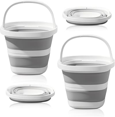 emmer 5 l, 2 stuks opvouwbare emmer, kunststof, inklapbare schoonmaakemmer, zandemmer, wateremmer voor buiten, vissen, zandbak, camping, reizen