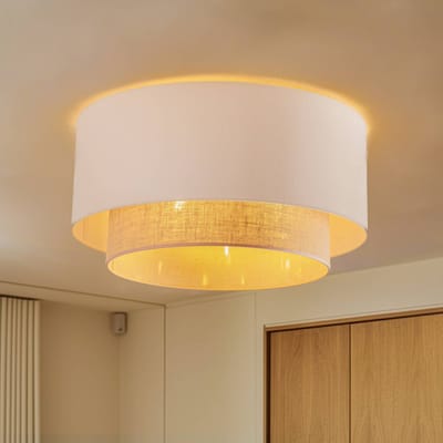 Duolla Plafondlamp Boho, ecru/bruin, Ø 60 cm, textiel