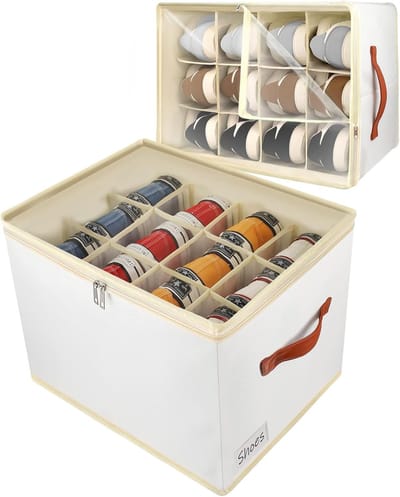 Famanu - Schoenenopberger schoenenorganizer schoenenkast – 24 cellen schoenendozen stapelbaar schoenenrek ruimtebesparende schoenenorganizer voor kast schoenenrek schoenenrek schoenenopslag