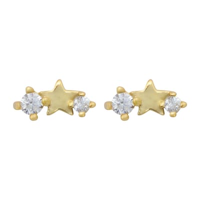 Essenza white stone star earrings gold