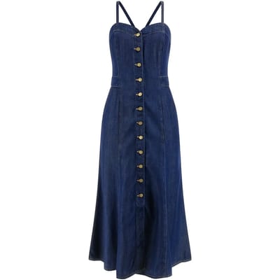 Guess W5gk43d5n61 Mouwloze Midi-jurk Blauw M Vrouw