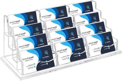 Transparante Acryl Visitekaartjeshouder met 12 Compartimenten voor Bureau, Receptie en Tentoonstellingen