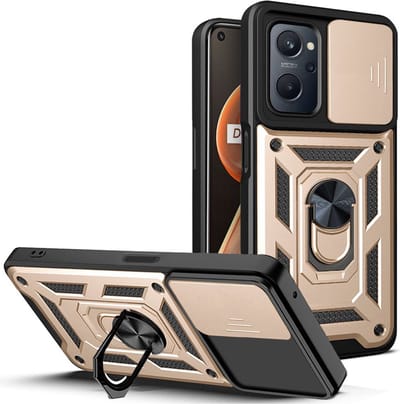 MobyDefend Hoesje - Geschikt voor Oppo A17 - Pantsercase Met Draaibare Ring - Goud