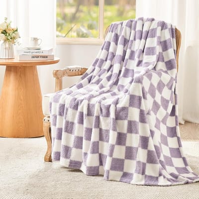 Geruite fleece deken 150 x 200 cm - zachte en warme knuffeldeken voor bank, sofa, bed, en camping