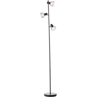 BRILLIANT lamp, Blacky vloerlamp 3-vlams zwart mat, 3x D45, E14, 25W, met voetschakelaar