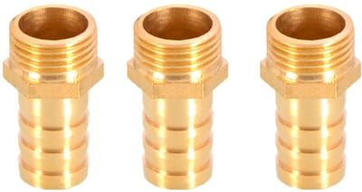 Dailygoods - Messing Prikkelslang Fitting - 3 Stuks - Hoogwaardige Koppeling - 1/2 Inch - Mannelijke Draad - Voor Water en Gas - Robuuste Adapter