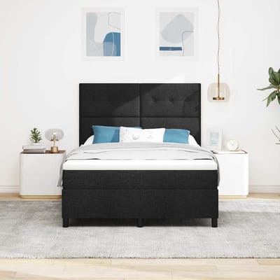 vidaXL - Boxspring - bed - met - hoofdeinde - Zwart - 160 - x - 200 - cm - Stof