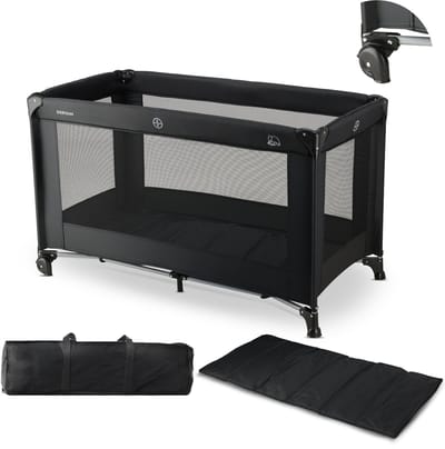 Deryan Believer Campingbedje met Matras - 120x60 cm - 0-5 Jaar - Zwart