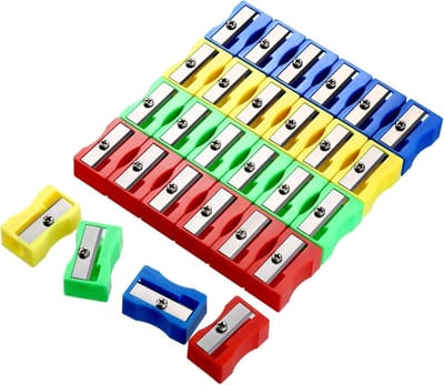 Puntenslijpers, 50 stuks mini-puntenslijper van metaal, aluminiumlegering, handheld dubbel slijpmes, enkele gatenslijper voor de meeste potloden voor volwassenen