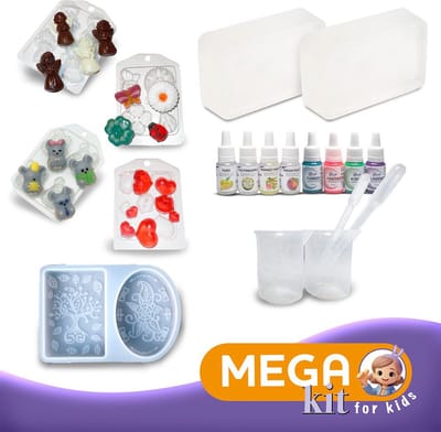 Zelf Zeep Maken Pakket Kinderen – Mega DIY Set met 1KG Gietzeep, 5 Mallen, Kleurstoffen, Geuroliën en Tools – Creatief Cadeau – ArinKaSoap
