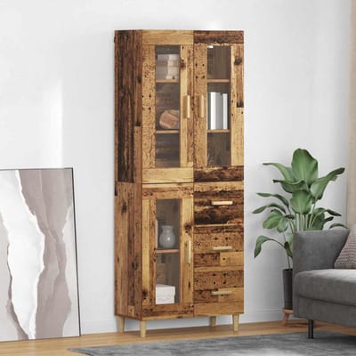 vidaXL - Highboard - Oud - Hout - 69,5 - x - 34 - x - 180 - cm - Bewerkt - hout