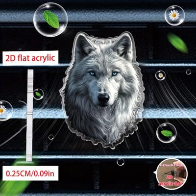 2D Vlak Acryl Luchtverfrisser in de Vorm van een Serieus Wolvenhoofd, Ontworpen voor Auto-Ventilatieopeningen Interieur Aroma white