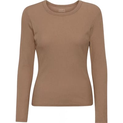 Geribd dames-T-shirt met lange mouwen Colorful Standard Organic sahara camel