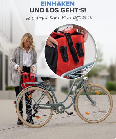 Famanu Fietstas voor bagagedrager I Waterafstotend en belastbaar tot 10 kg I Fietstas voor bagagedrager van zeildoek, bagagetas, fietstassen achterop