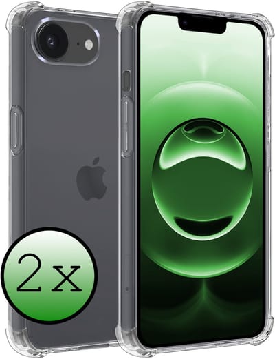 Hoesje 2 Stuks - Geschikt voor Apple iPhone 16e - Sterk & Shockproof - Siliconen Case - Back Cover - Telefoon Hoes Shock Proof - Transparant