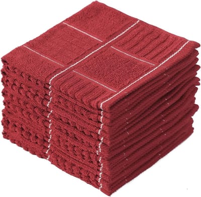 Keukenvaatdoeken Katoen - Afwasdoeken Theedoeken - Dagelijks Schoonmaken - Commerciële Kwaliteit - 8 Stuks 30x30cm - Rood