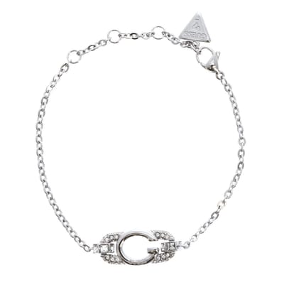 GUESS armband Oh My G Logo & Crystals Bracelet Rhodium zilverkleurig