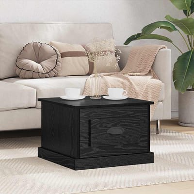vidaXL - Salontafel - Zwart - Eiken - 50 - x - 50 - x - 35 - cm - Bewerkt - hout